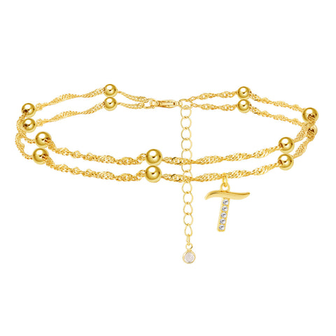 Double Chain Initial Anklet