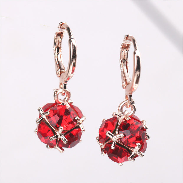 Round "Ruby" Hanging Earrings