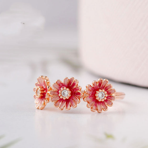 Pink Daisy "Trio" Ring