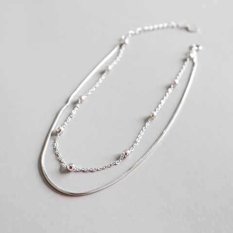 Layered " Livi" Beaded Chain Anklet