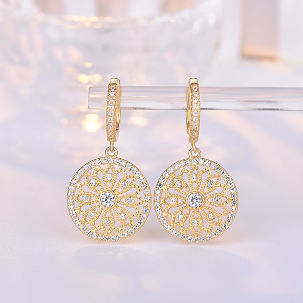 Round Diamond Drop Earrings