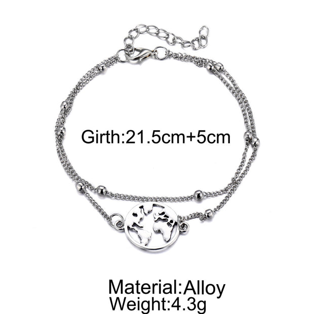 "Wonderlust" Three-piece Map Anklet