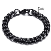 Men's Black Gold or Silver Cuban Chain Bracelet