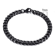 Men's Black Gold or Silver Cuban Chain Bracelet