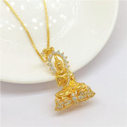 Gold Garden Buddha Pendant Necklace