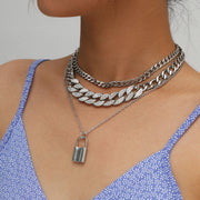 "Lock it Down" Layered Cuban Chain Necklace