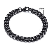 Men's Black Gold or Silver Cuban Chain Bracelet