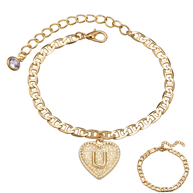 "Love Letter" Initial Anklet Set