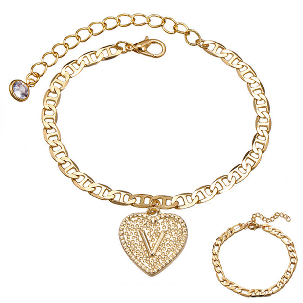 "Love Letter" Initial Anklet Set