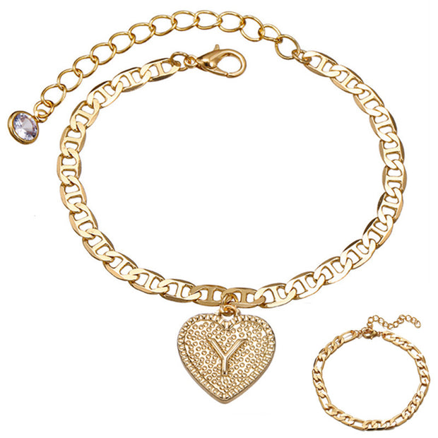 "Love Letter" Initial Anklet Set