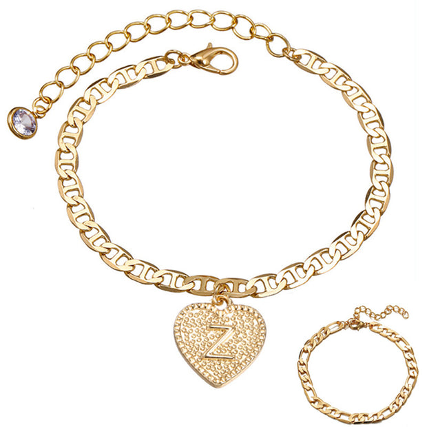 "Love Letter" Initial Anklet Set