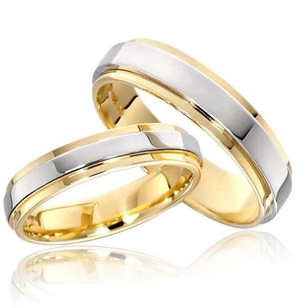 2 Tone Basic Couples Band Rings