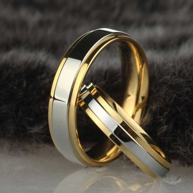 2 Tone Basic Couples Band Rings