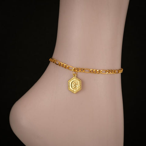 "Put a Hex on Me" Hexagon Intial Anklet