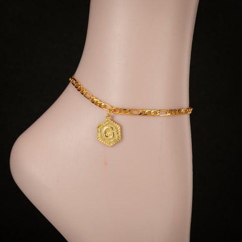 "Put a Hex on Me" Hexagon Intial Anklet