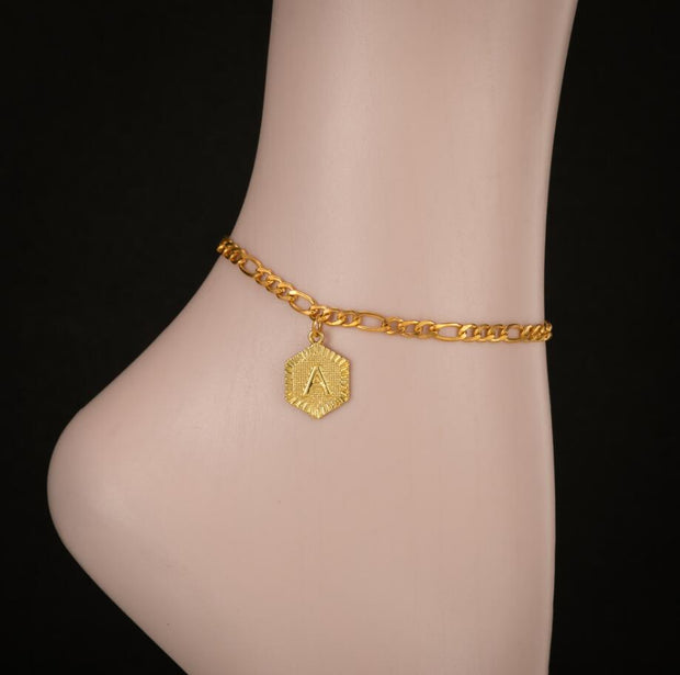 "Put a Hex on Me" Hexagon Intial Anklet