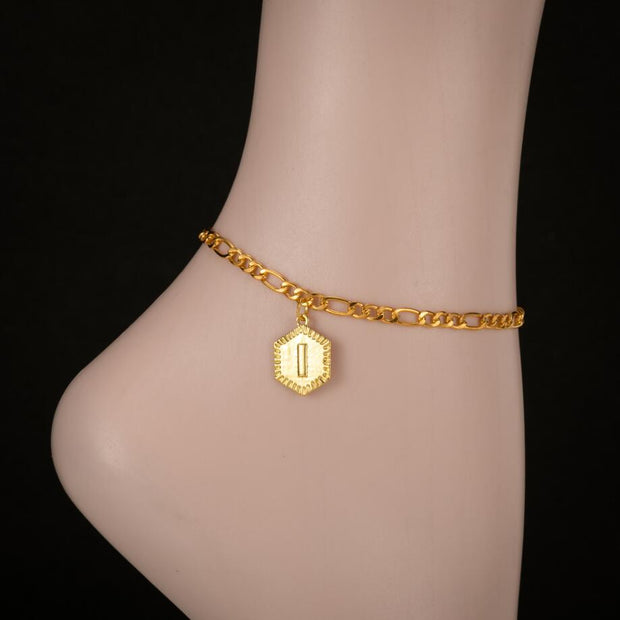 "Put a Hex on Me" Hexagon Intial Anklet