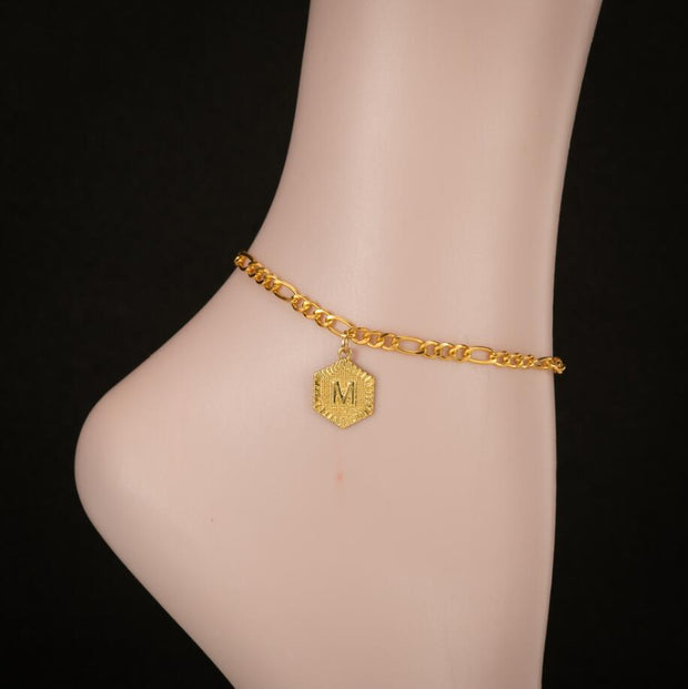 "Put a Hex on Me" Hexagon Intial Anklet