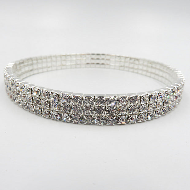 "Three the Hard Way" Flashing Diamond Elastic  Anklet