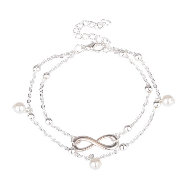 Beaded Pearl Layered Anklet