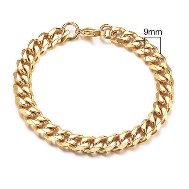 Men's Black Gold or Silver Cuban Chain Bracelet