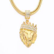 Men Lion Head Pendant  Necklace