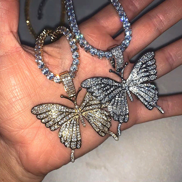 Rhinestone Butterfly Necklace