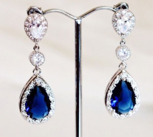 Sapphire Crystal "Diamond" Earrings