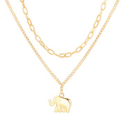 Two-piece Layered Elephant Pendant Necklace