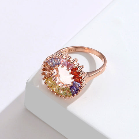 Rose Gold over Sterling Silver Rainbow Ring