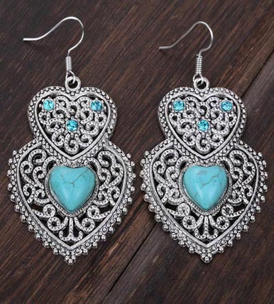 GiGi Turquoise Hanging Heart Earrings