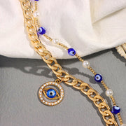 "Evil Eye" Round Pearl Necklace Set