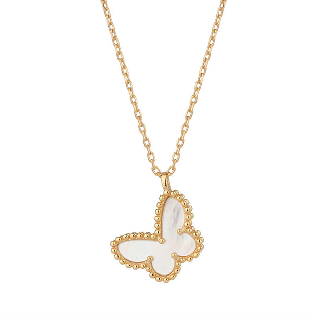 Single White Butterfly Pendant Necklace