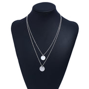 Layered Double Round Pendant Necklace