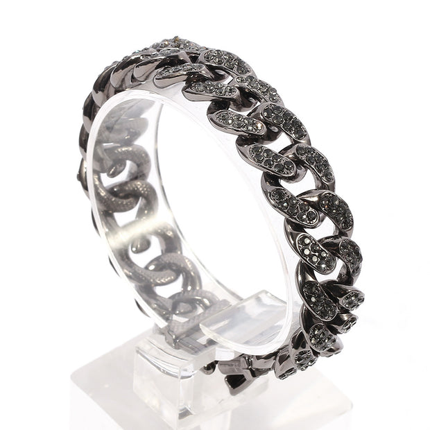 "Have Fun" Rhinestone Cuban Bracelet