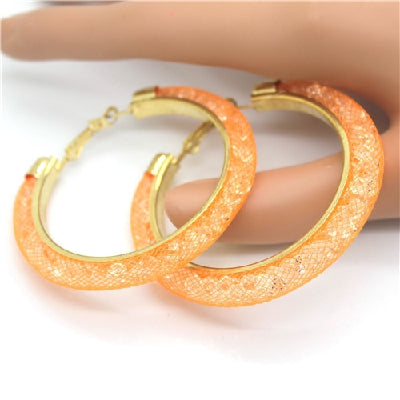 Multi Color "Crystal Mesh" Hoop Earrings