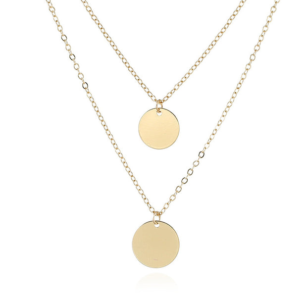 Layered Double Round Pendant Necklace