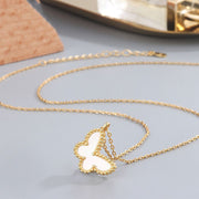 Single White Butterfly Pendant Necklace