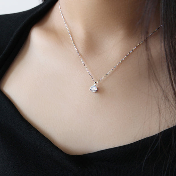 Sterling Silver Single Solitare Pendant Necklace