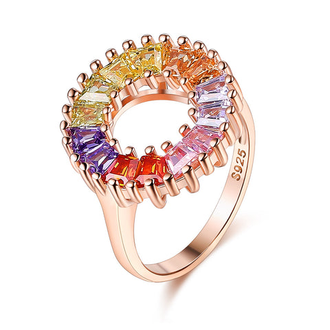 Rose Gold over Sterling Silver Rainbow Ring