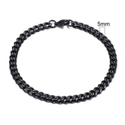 Men's Black Gold or Silver Cuban Chain Bracelet