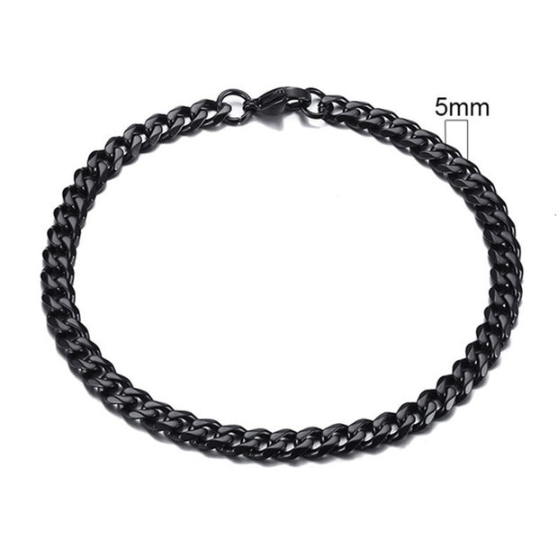 Men's Black Gold or Silver Cuban Chain Bracelet