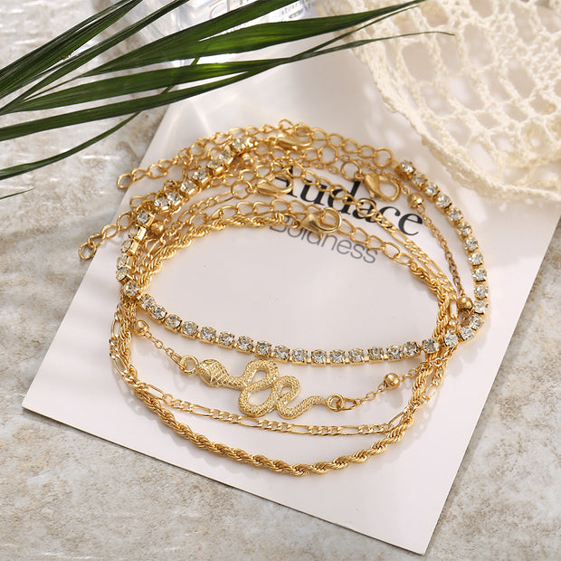 Four Piece Anklet Set