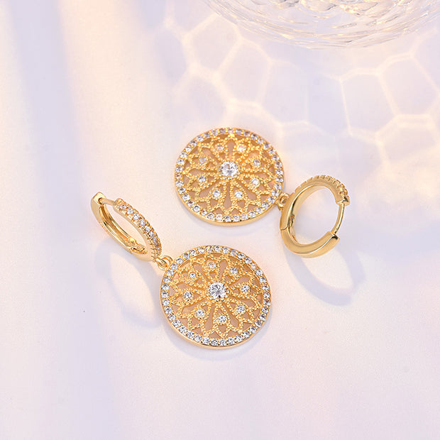 Round Diamond Drop Earrings