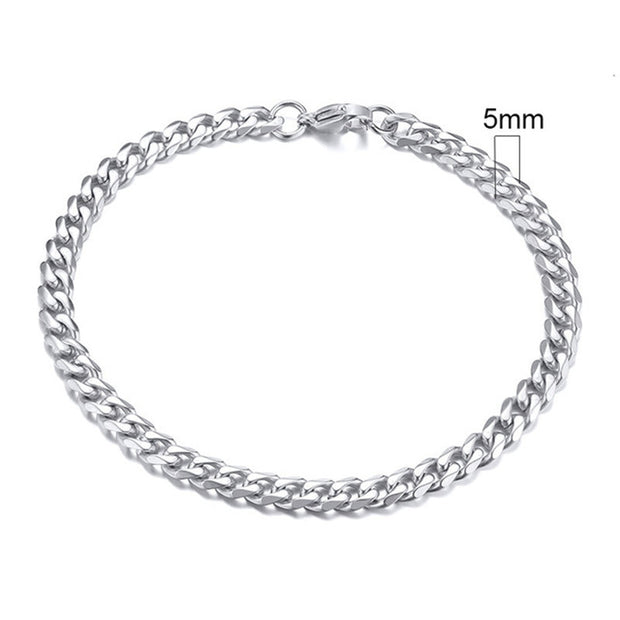 Men's Black Gold or Silver Cuban Chain Bracelet