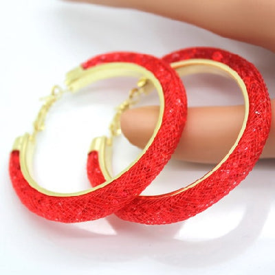 Multi Color "Crystal Mesh" Hoop Earrings