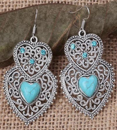 GiGi Turquoise Hanging Heart Earrings