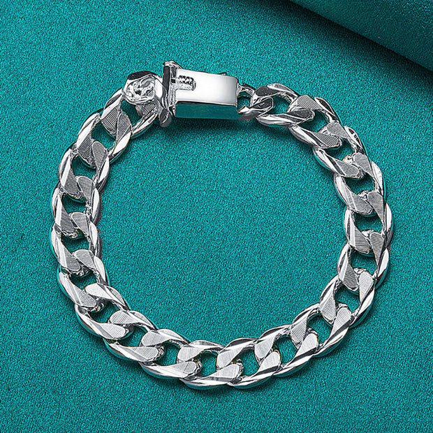 Silver Buckle Clasp Cuban Bracelet