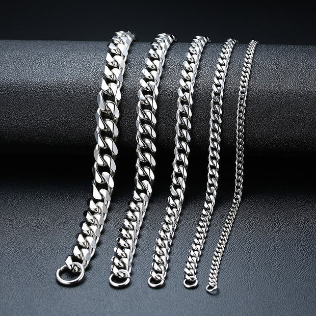 Men's Black Gold or Silver Cuban Chain Bracelet