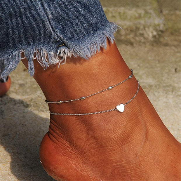 Double Love Heart Anklet
